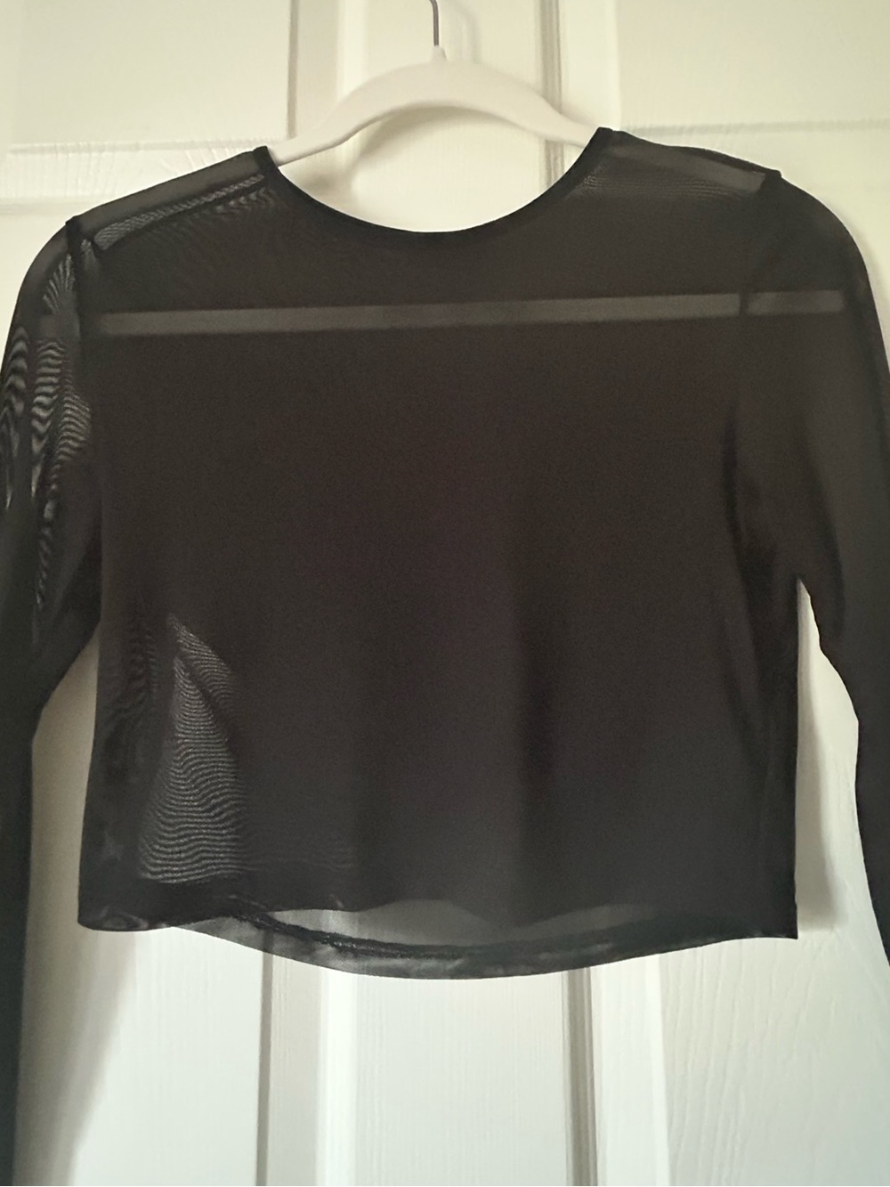Black Long-Sleeve Sheer Crop Top - Women - Picture 4 of 9